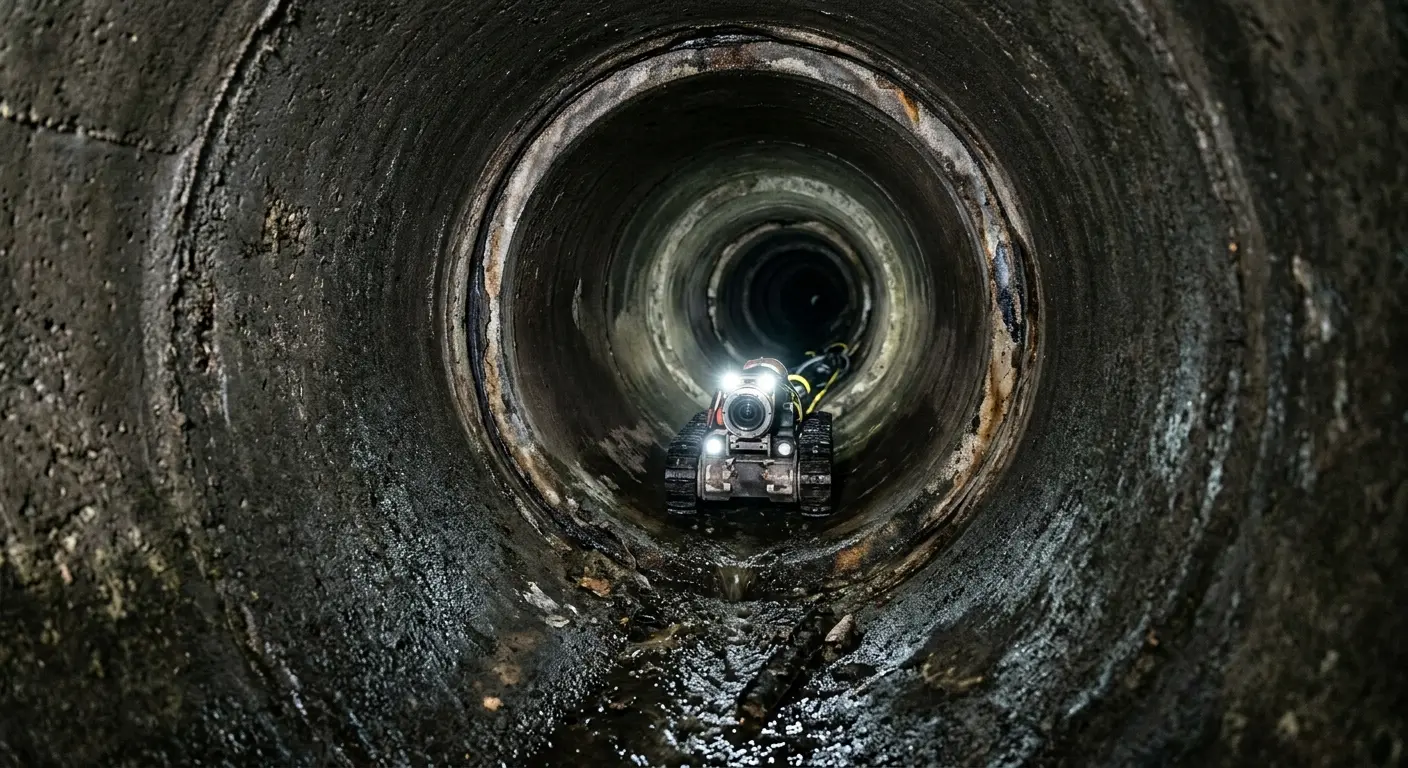 Robotic sewer camera inspecting pipe interior for Drain Snake Service in Urbana